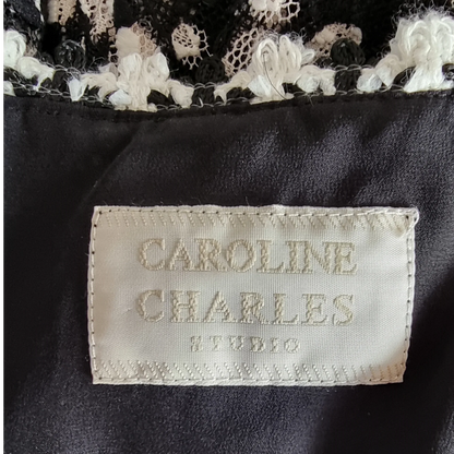 Caroline Charles Studio Vintage Black Lace Overlay Dress UK 16 US 12 EU 44 - Timelessfashions