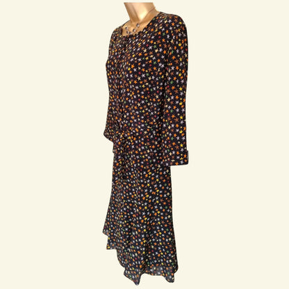 Caroline Charles London Vintage Black Silk Skirt & Top UK 16/18 US 12/14 EU 44/46 - Timelessfashions