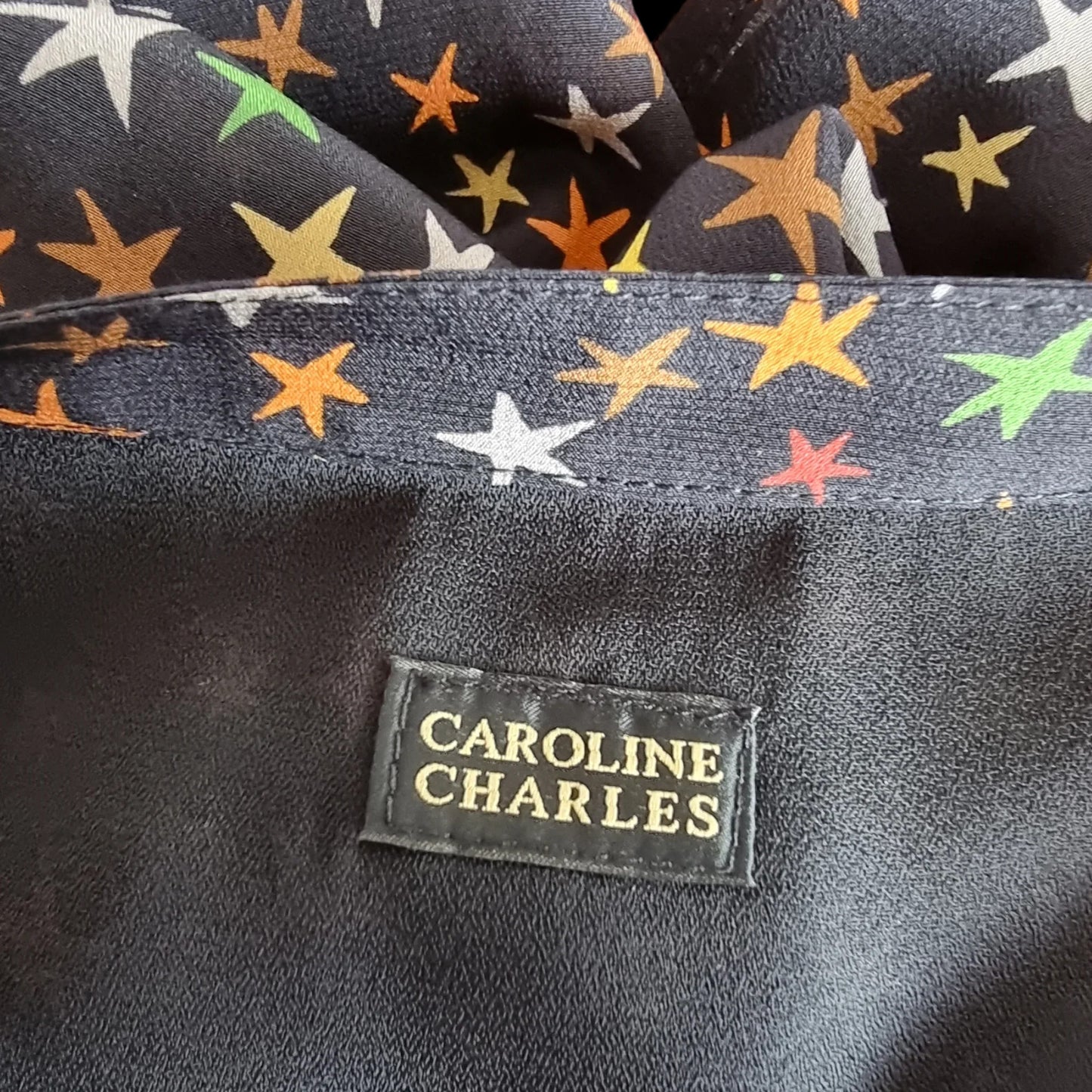 Caroline Charles London Vintage Black Silk Skirt & Top UK 16/18 US 12/14 EU 44/46 - Timelessfashions