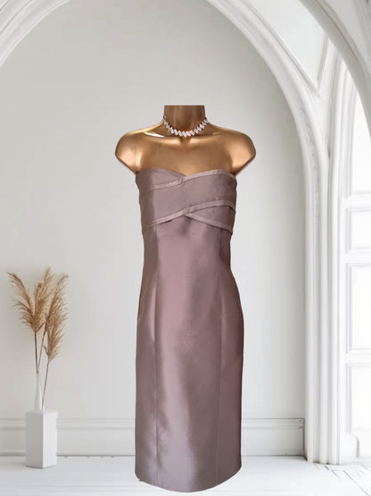 Amanda Wakeley Silk Mink Strapless Dress UK 10 US 6 EU 38 Timeless Fashions