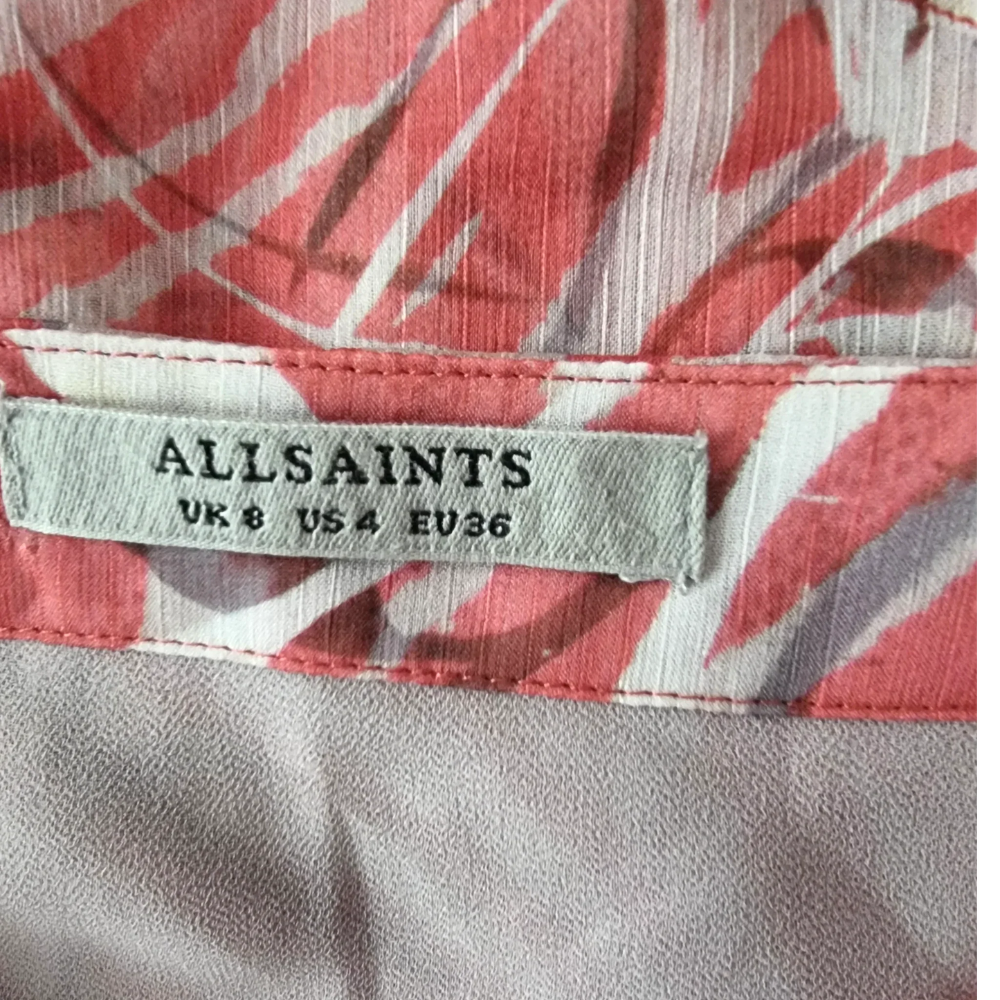 All Saints Enya Kazuno Pink And Cream Ruffled Dress UK 10 US 6 EU 38 - Timelessfashions