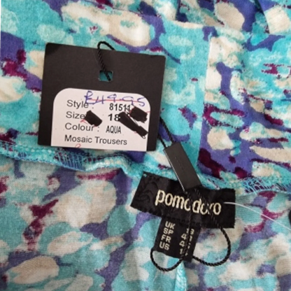 Pomodoro Aqua Summer Ankle Length Pants UK 18 US 14 EU 46 - Timelessfashions