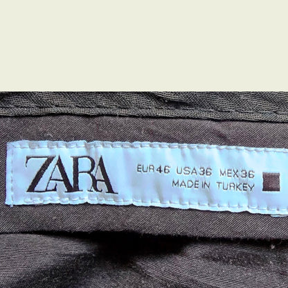 Zara label on a garment with size information