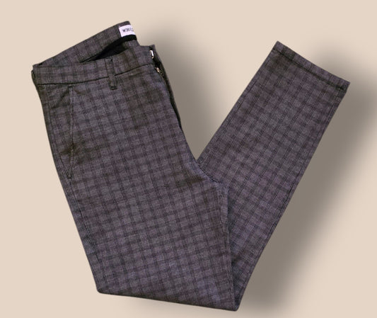 Denim & Co Men’s Stretch Grey Check Chinos W38/L32 Timeless Fashions