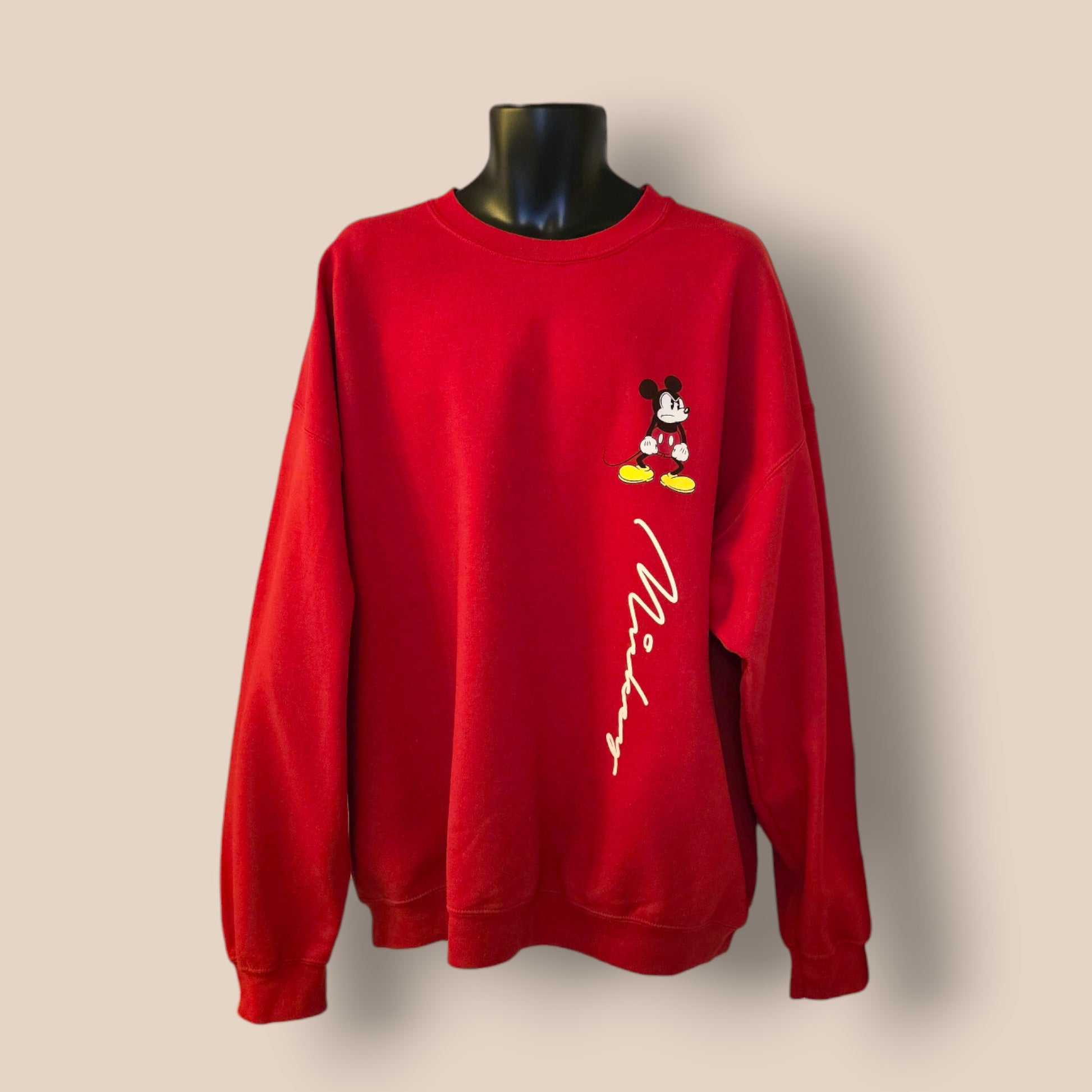 Mickey Mouse Disney Red Unisex Sweatshirt UK L Timeless Fashions