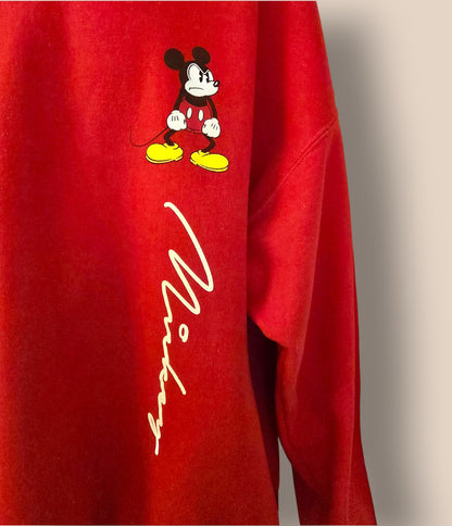 Mickey Mouse Disney Red Unisex Sweatshirt UK L Timeless Fashions