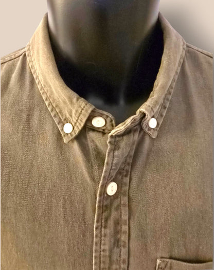 Pull & Bear Slim Fit Khaki Long Sleeve Shirt UK L Timeless Fashions