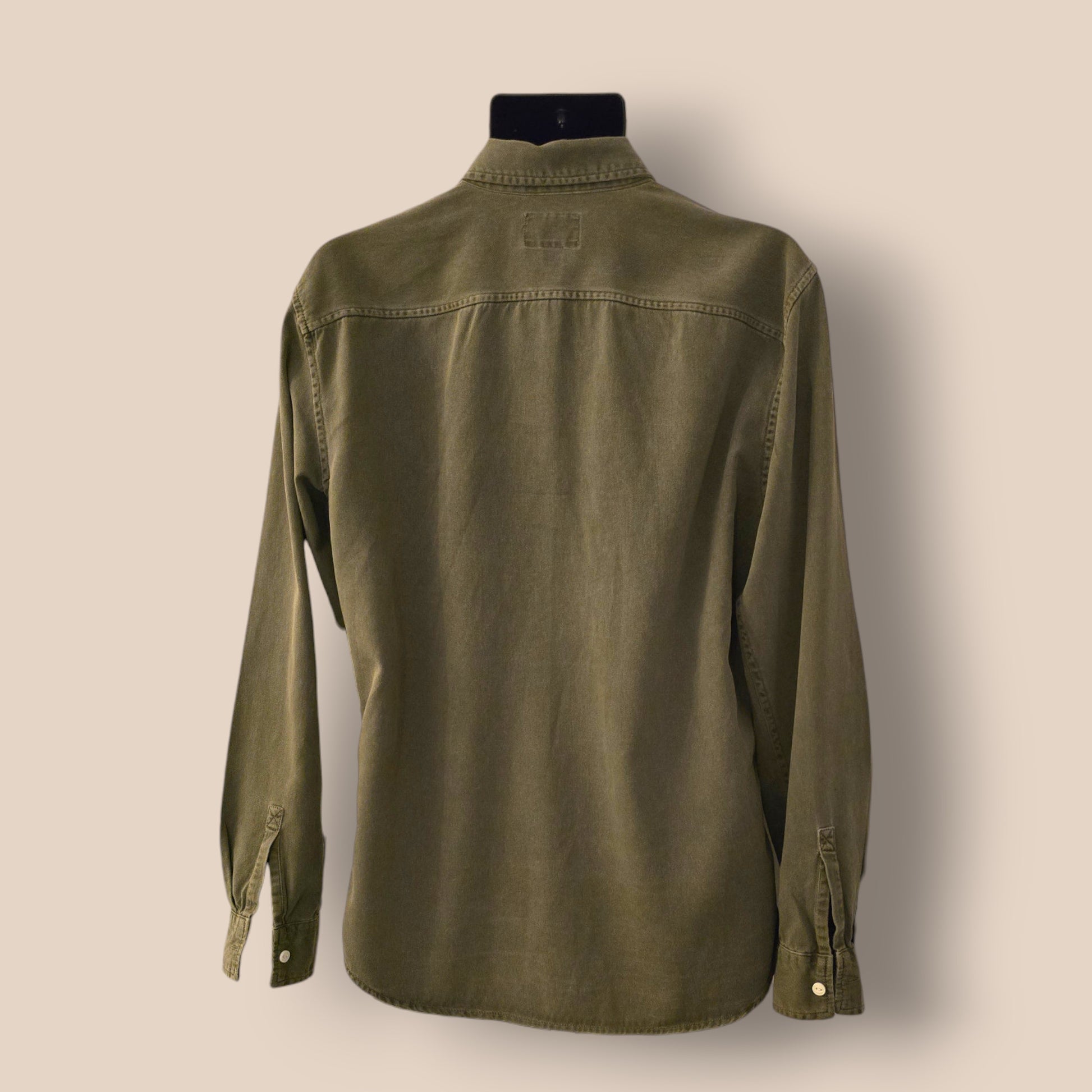 Pull & Bear Slim Fit Khaki Long Sleeve Shirt UK L Timeless Fashions