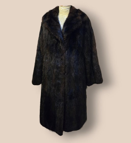 Harrods Vintage 1940's Full Length Genuine Mink Fur Coat UK 14 US 10 EU 42
