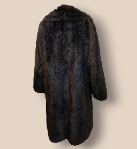 Harrods Vintage 1940's Full Length Genuine Mink Fur Coat UK 14 US 10 EU 42
