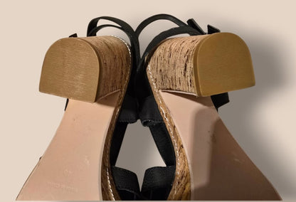 Carvela Black Criss Cross Cork Block Heel Sandals UK 7 EU 40 Timeless Fashions