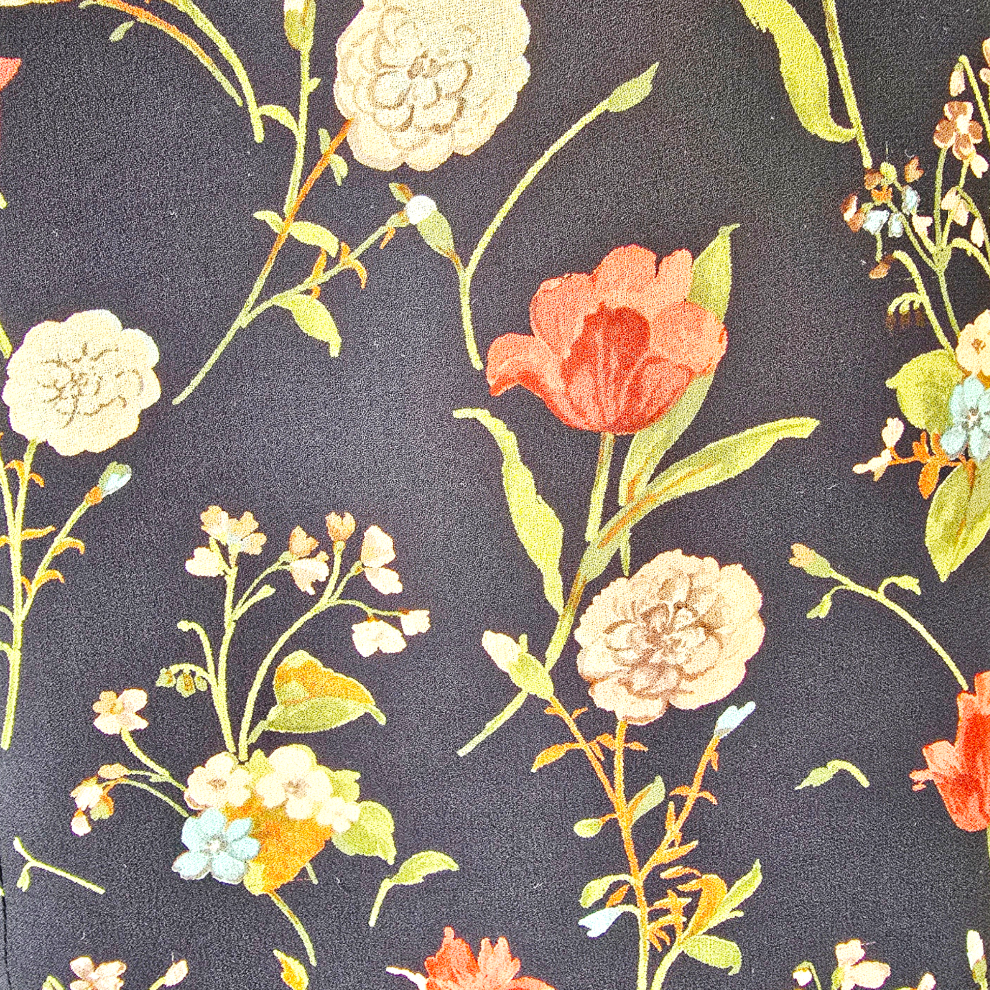 Black multi coloured floral fabric 