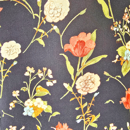 Black multi coloured floral fabric 