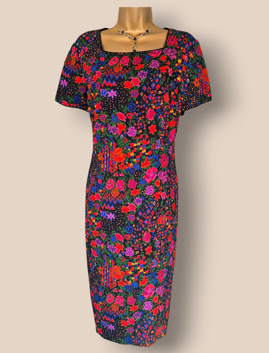 Caroline Charles Vintage Floral Dress UK 16 US 12 EU 44