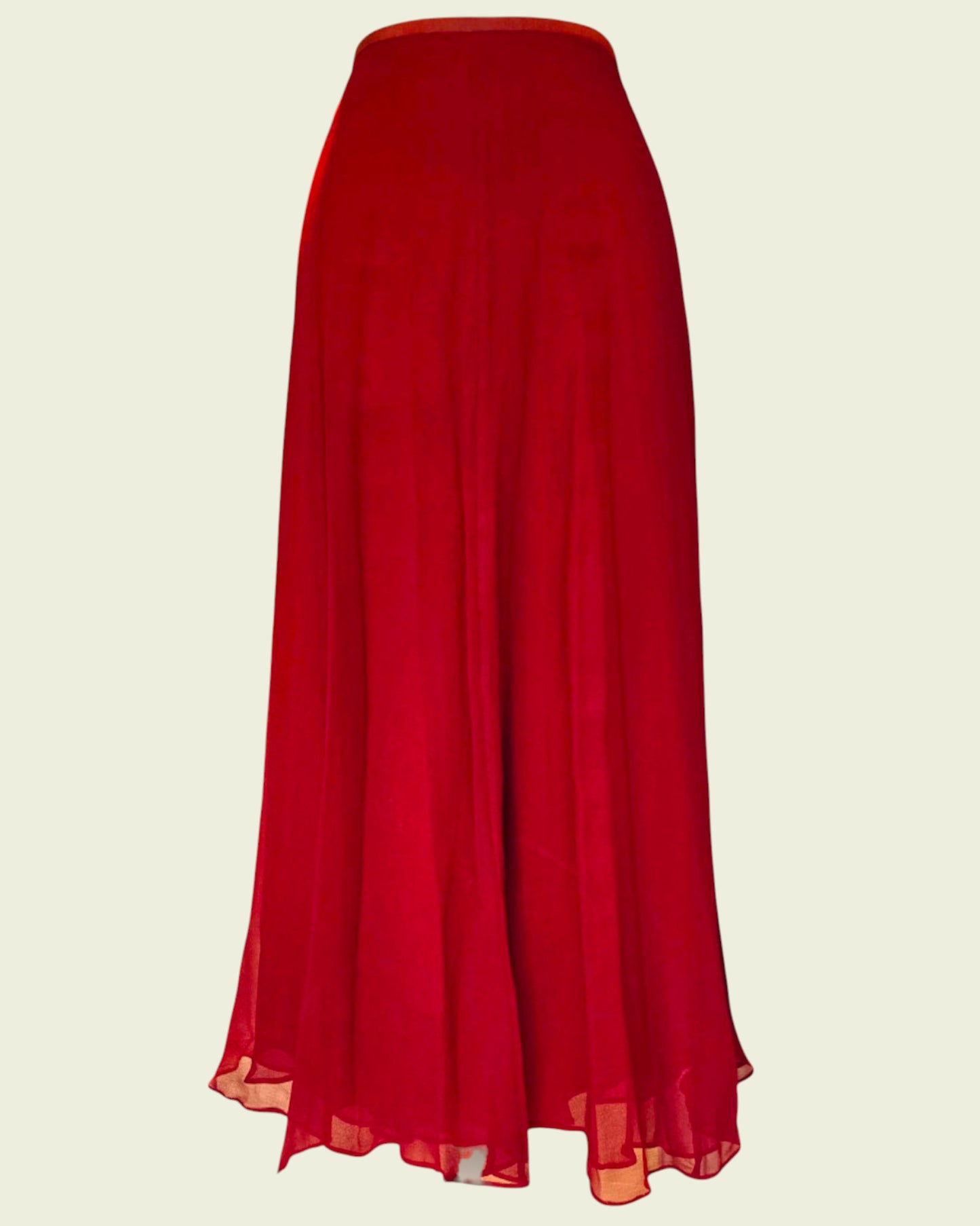 Red skirt on a beige background