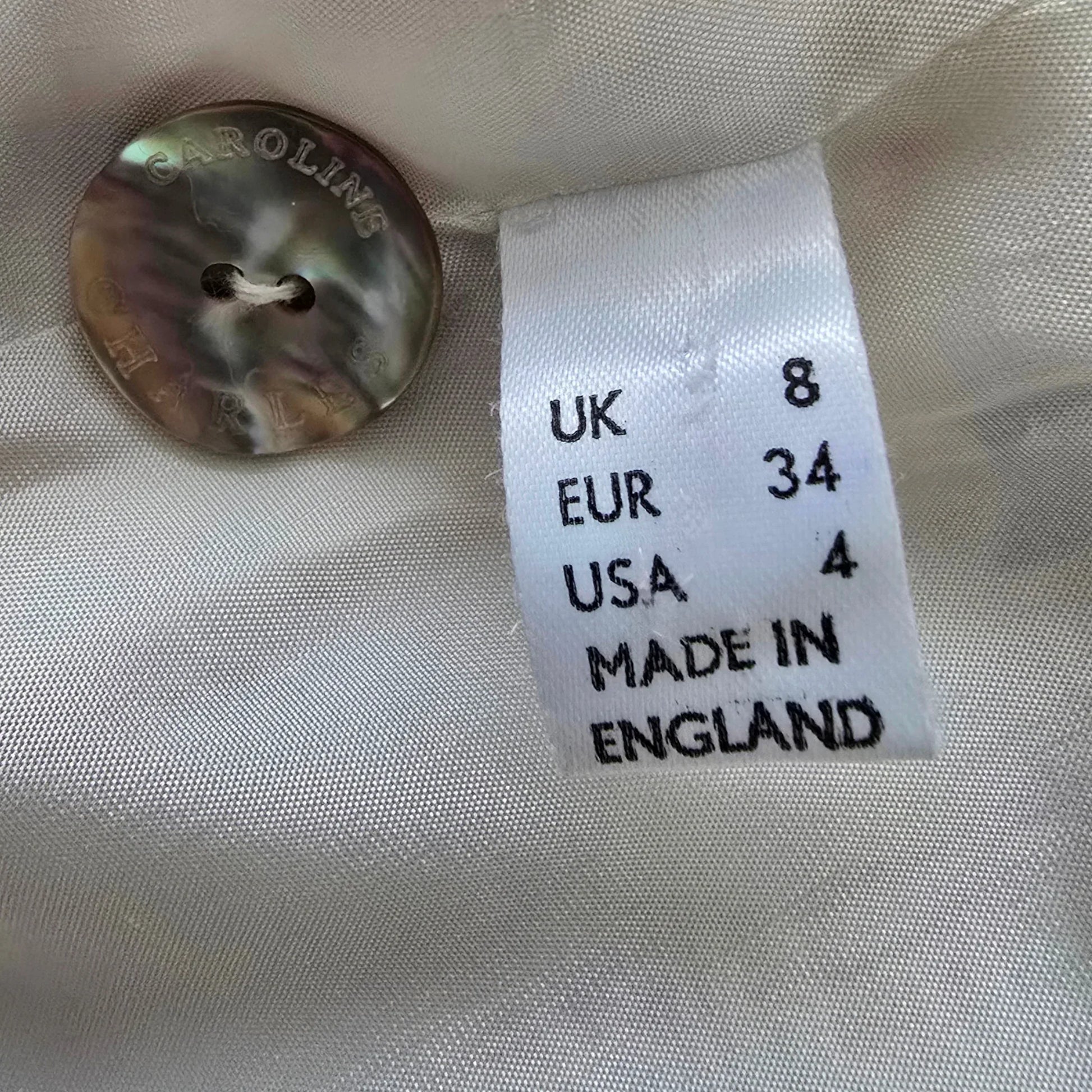 Caroline Charles White Floral Longline Jacket UK 8 US 4 EU 34 - Timelessfashions