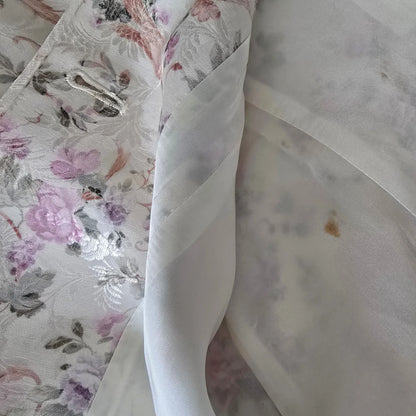 Caroline Charles White Floral Longline Jacket UK 8 US 4 EU 34 - Timelessfashions