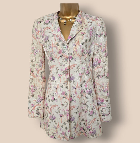 Caroline Charles Silk Floral Longline Jacket UK 8 US 4 EU 34 Timeless Fashions