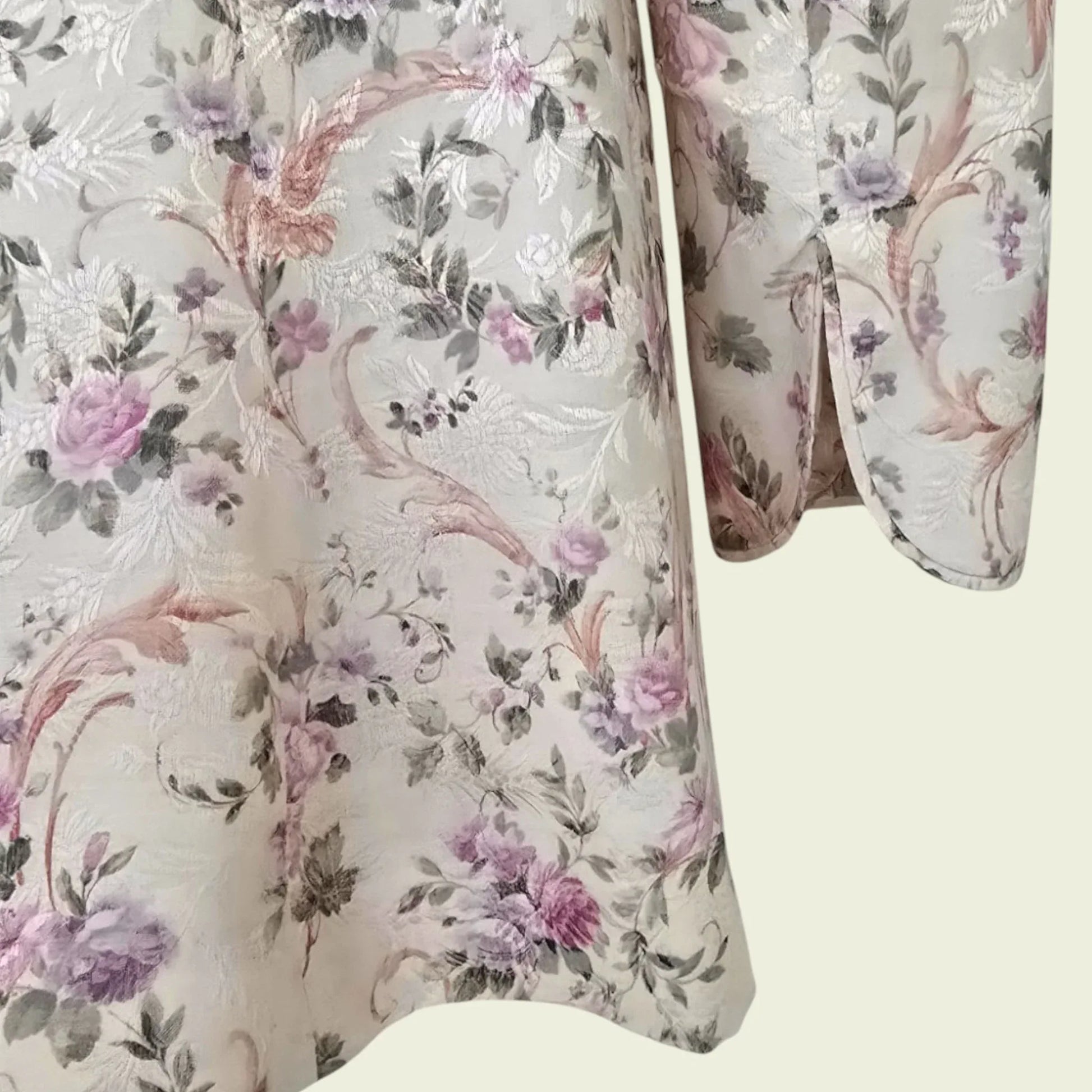 Caroline Charles White Floral Longline Jacket UK 8 US 4 EU 34 - Timelessfashions