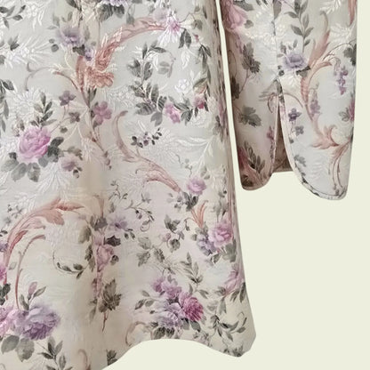 Caroline Charles White Floral Longline Jacket UK 8 US 4 EU 34 - Timelessfashions