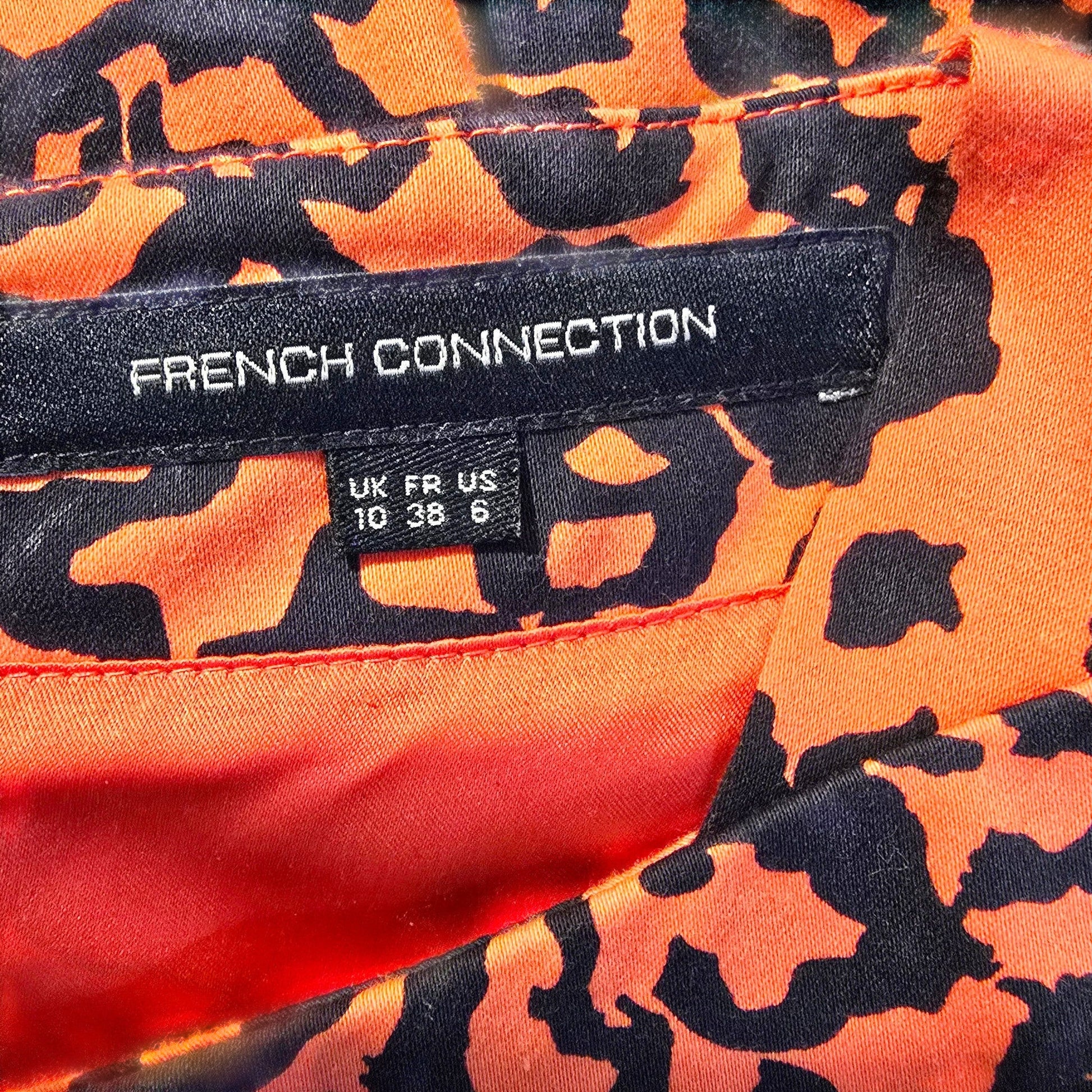 French Connection Orange Black Cap Sleeve Sheath Dress UK 10 US 6 EU 38 - Timelessfashions