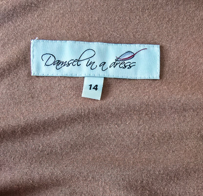 Damsel In A Dress Wrap Style Camel Lined Dress UK 14 US 10 EU 42 Timeless Fashions
