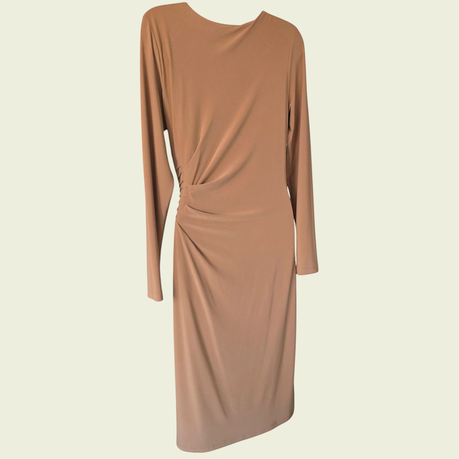 Brown dress with long sleeves on a beige background