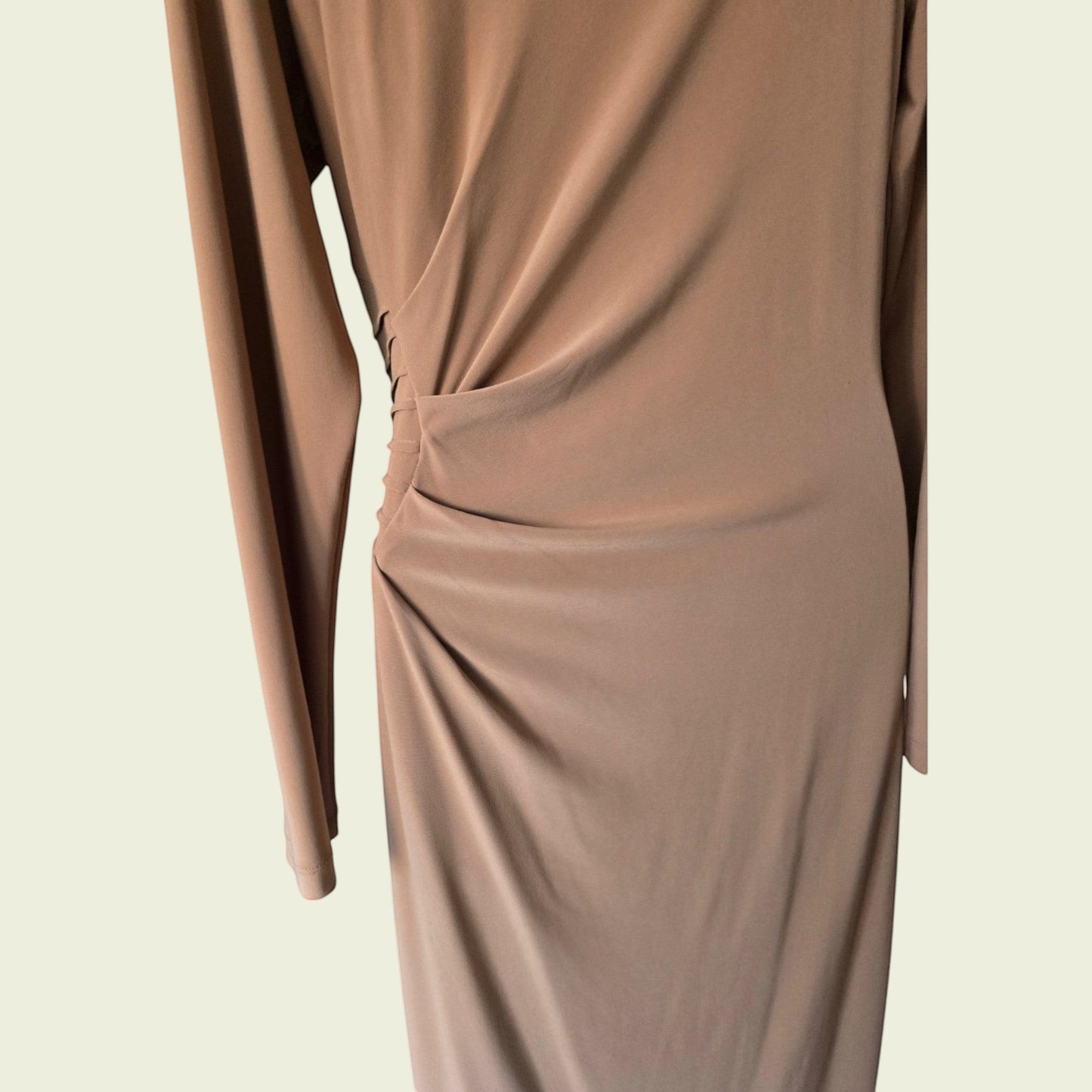 Brown long-sleeve top on a beige background