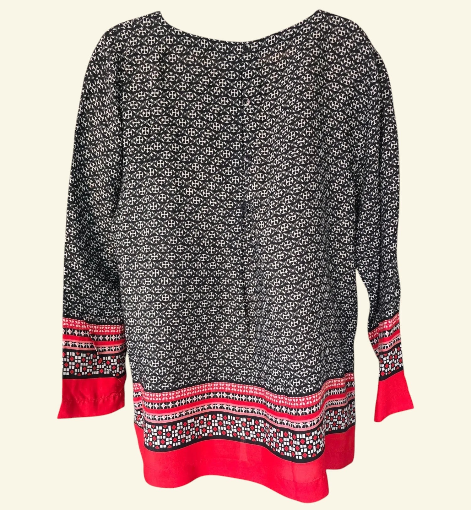 Masai Clothing White Black & Red Daiva Print Top UK 12 US 8 EU 40 - Timelessfashions