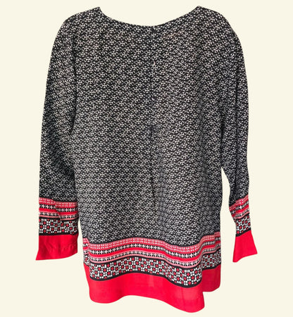 Masai Clothing White Black & Red Daiva Print Top UK 12 US 8 EU 40 - Timelessfashions