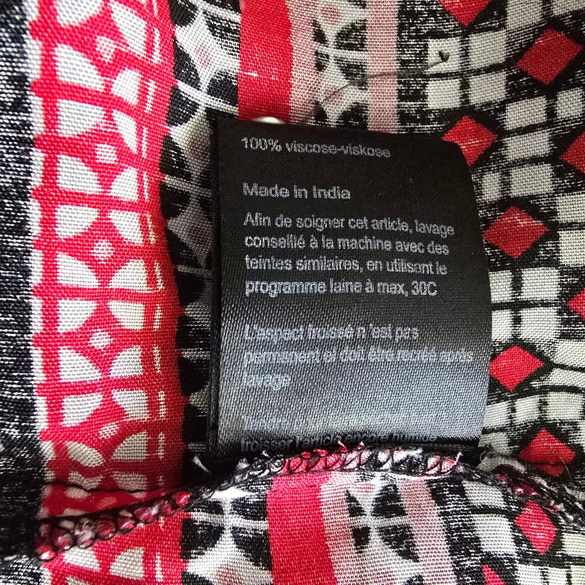 Masai Clothing White Black & Red Daiva Print Top UK 12 US 8 EU 40 - Timelessfashions