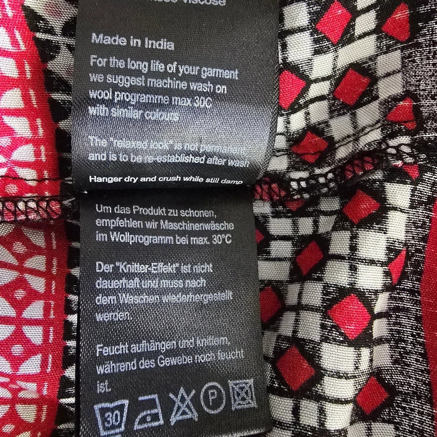 Masai Clothing White Black & Red Daiva Print Top UK 12 US 8 EU 40 - Timelessfashions