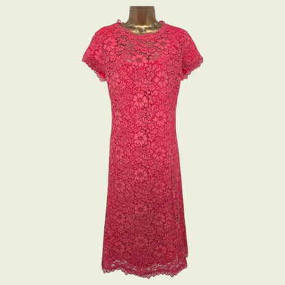 Caroline Charles Coral Lace Dress UK 14 US 10 EU 42 - Timelessfashions