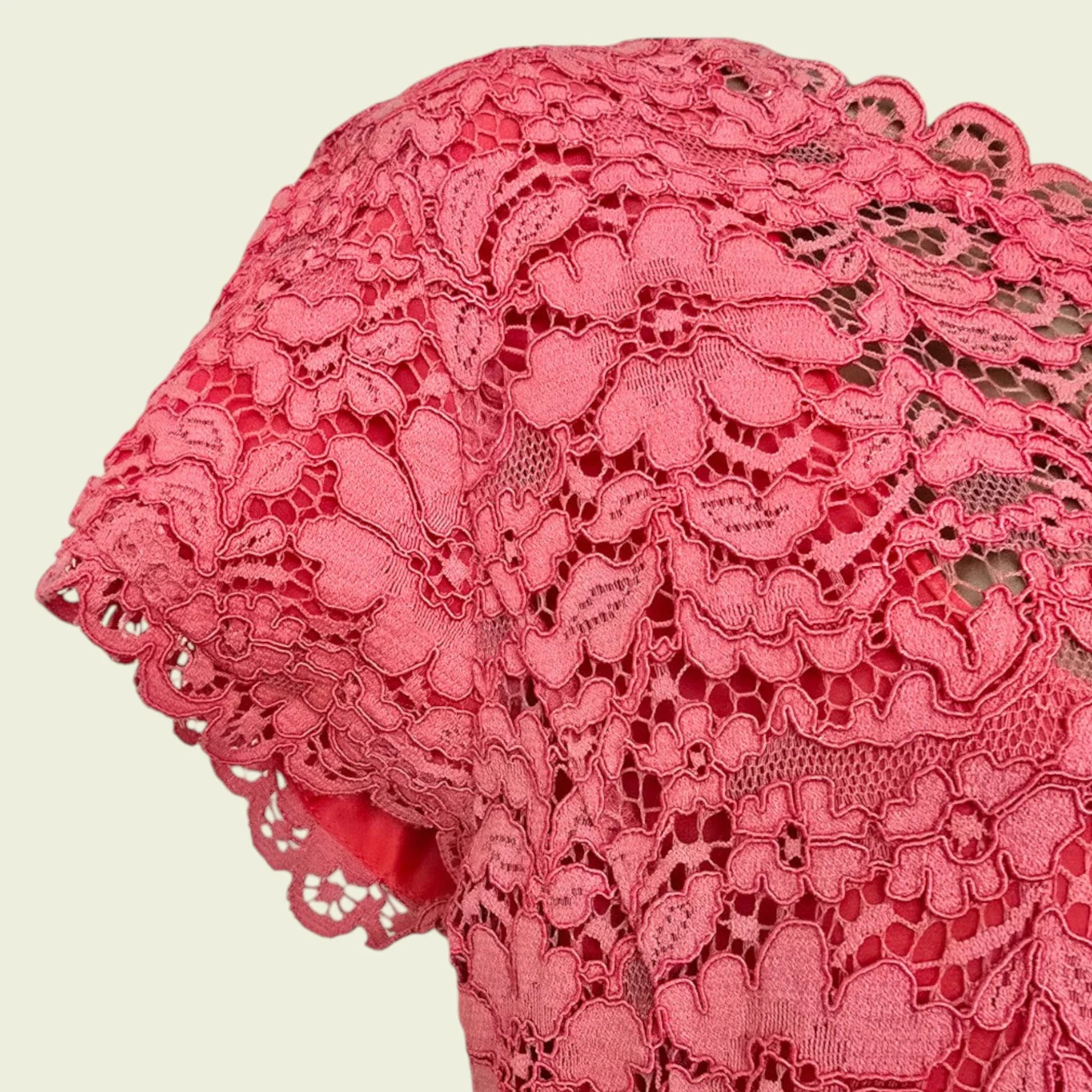 Caroline Charles Coral Lace Dress UK 14 US 10 EU 42 - Timelessfashions