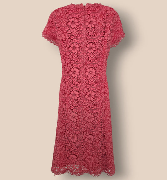 Caroline Charles Coral Lace Dress UK 14 US 10 EU 42 Timeless Fashions