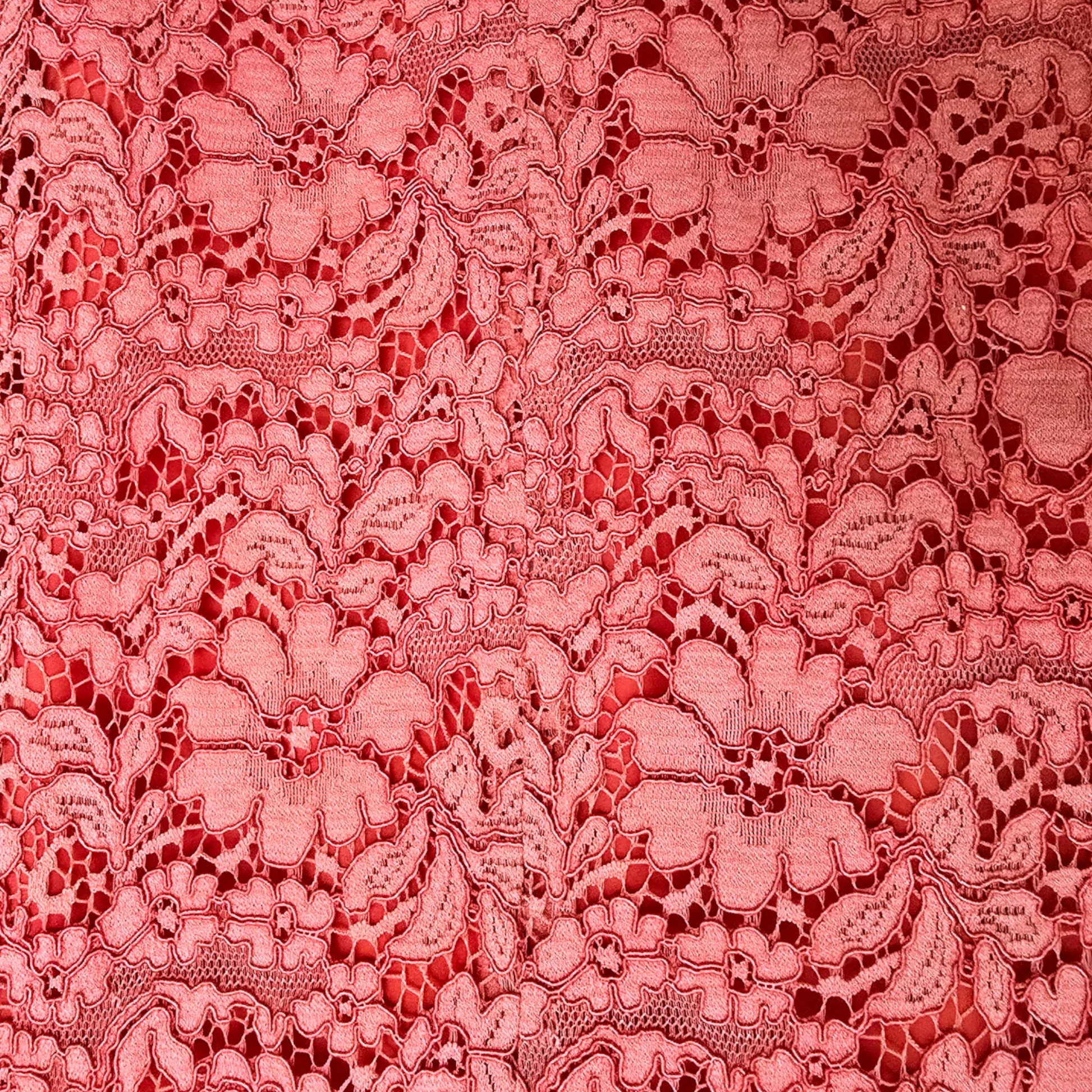 Caroline Charles Coral Lace Dress UK 14 US 10 EU 42 - Timelessfashions