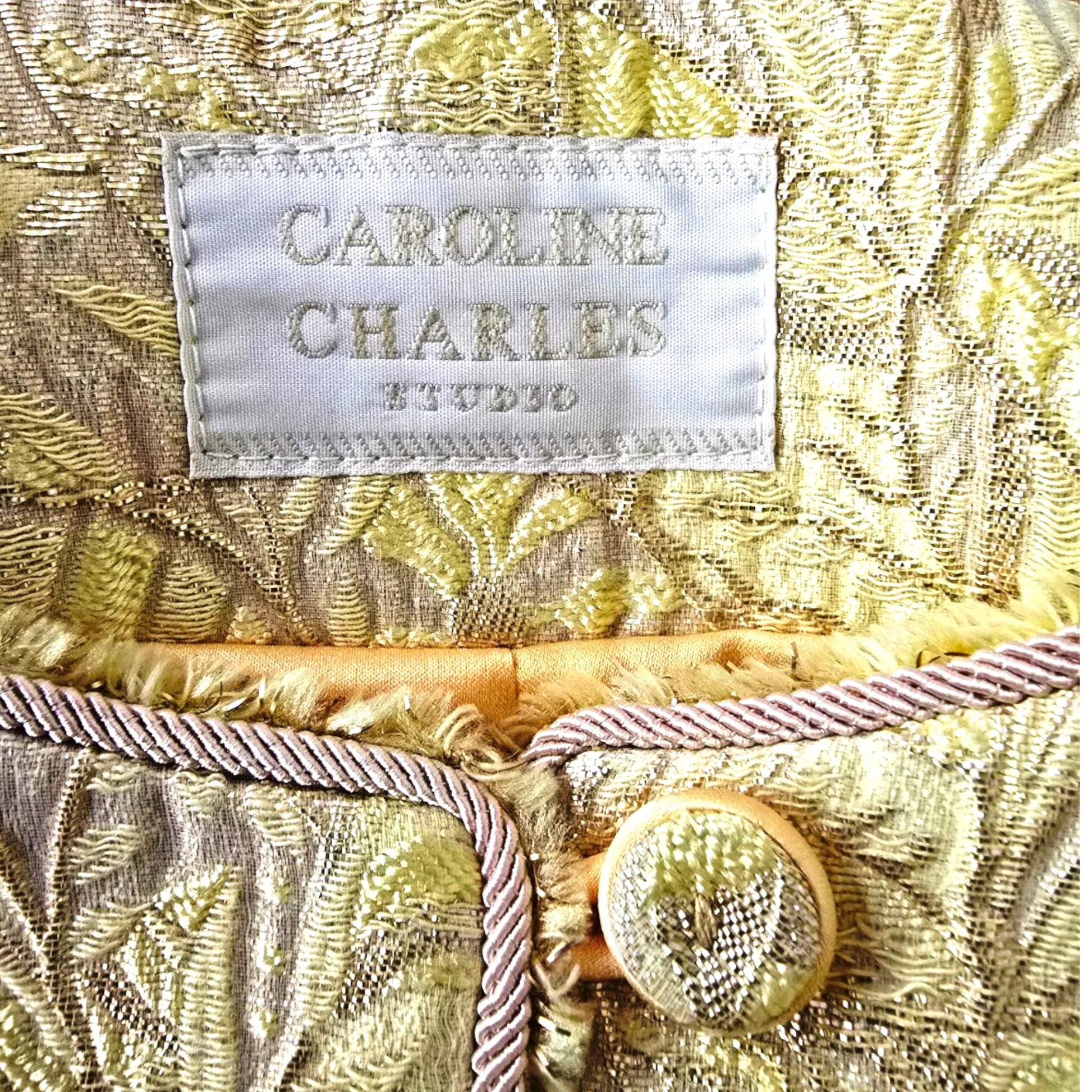 Caroline Charles Gold Jacquard Dress And Jacket UK 18 US 14 EU 46 - Timelessfashions