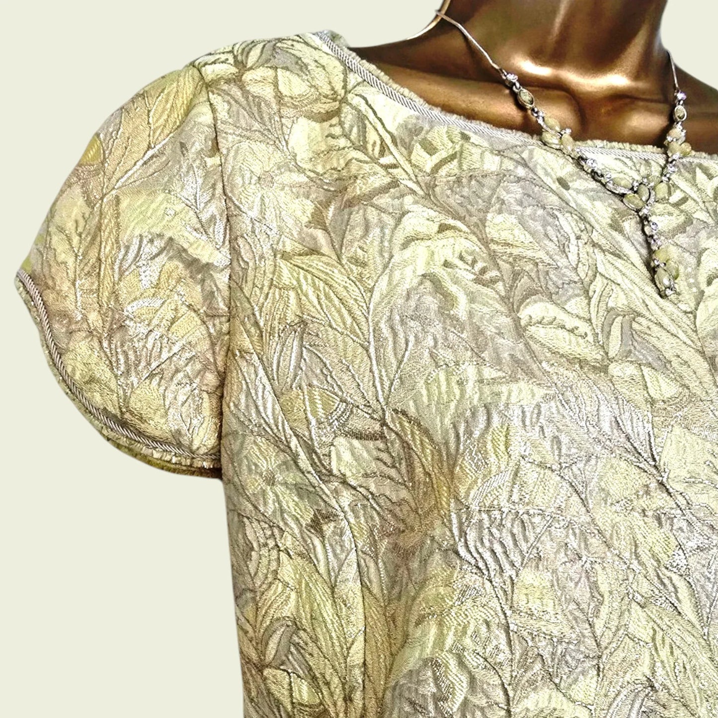 Caroline Charles Gold Jacquard Dress And Jacket UK 18 US 14 EU 46 - Timelessfashions