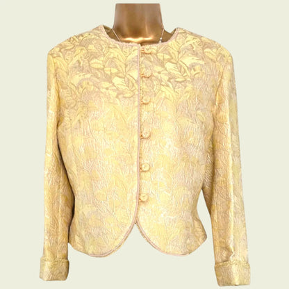 Caroline Charles Gold Jacquard Dress And Jacket UK 18 US 14 EU 46 - Timelessfashions