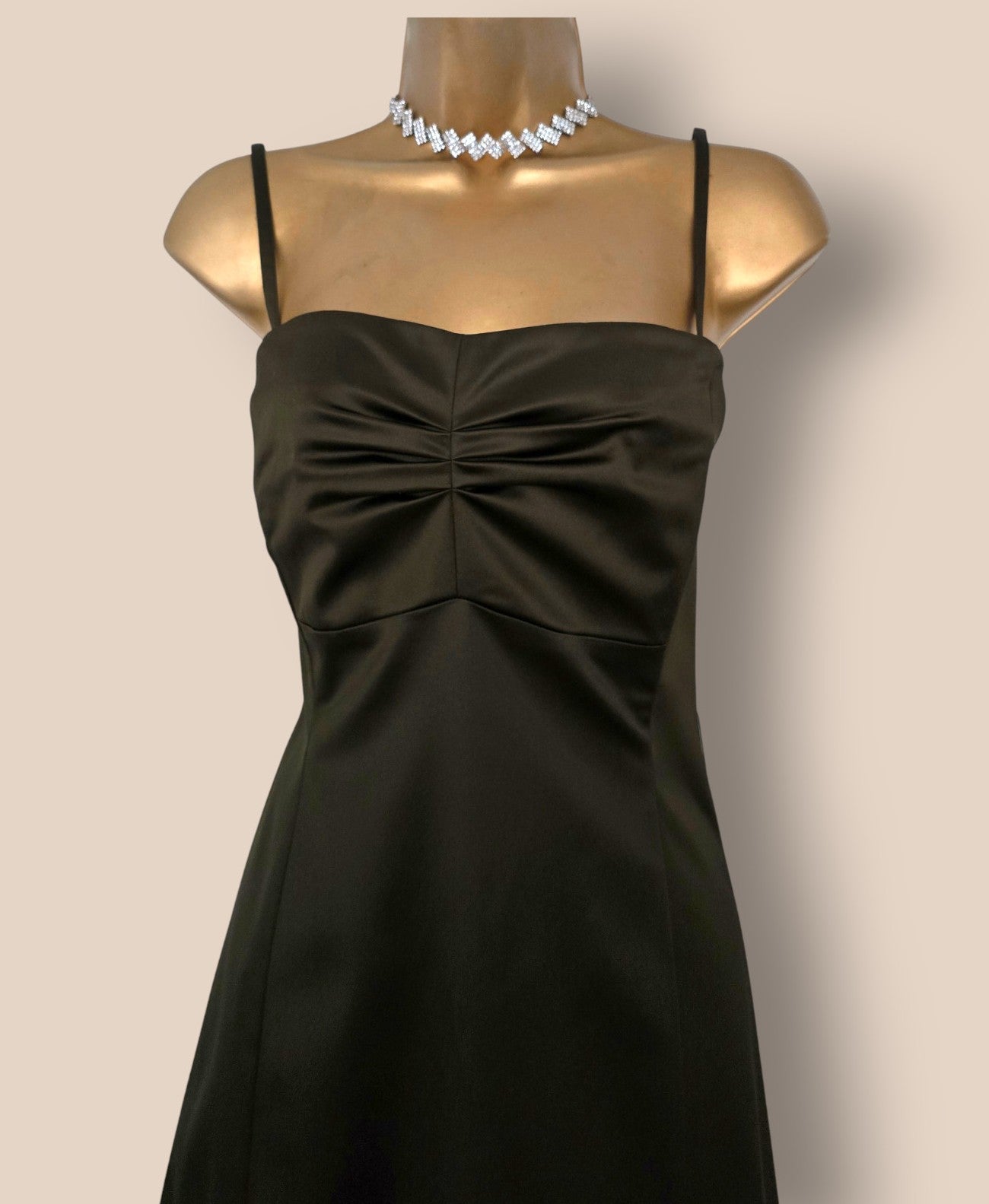 Coast Olive Green Satin Strapless Special Occasion Dress UK 16 US 12 EU 44 Timeless Fashions