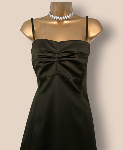 Coast Olive Green Satin Strapless Special Occasion Dress UK 16 US 12 EU 44 Timeless Fashions
