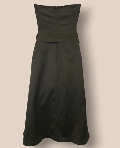 Coast Olive Green Satin Strapless Special Occasion Dress UK 16 US 12 EU 44 Timeless Fashions