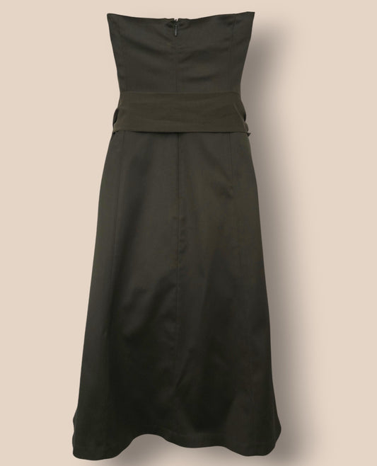 Coast Olive Green Satin Strapless Special Occasion Dress UK 16 US 12 EU 44 Timeless Fashions