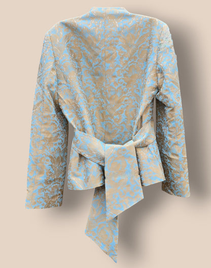 Brunella Jacquard Blue And Gold Jacket UK 16 US 12 EU 44 Timeless Fashions
