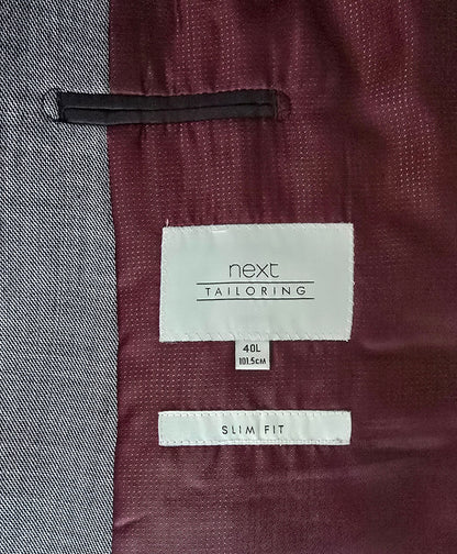 Next Mens Grey Slim Fit Long Line Single Breasted Jacket UK 40L Timeless Fashions