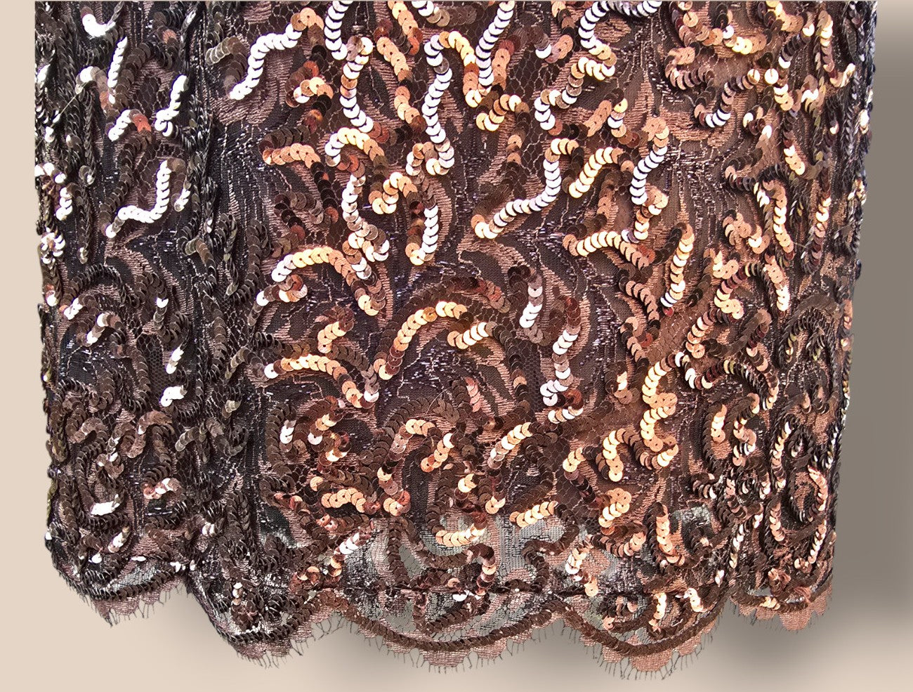 Caroline Charles Vintage Brown Sequinned Dress And Bolero UK 10 US 6 EU 36 Timeless Fashions