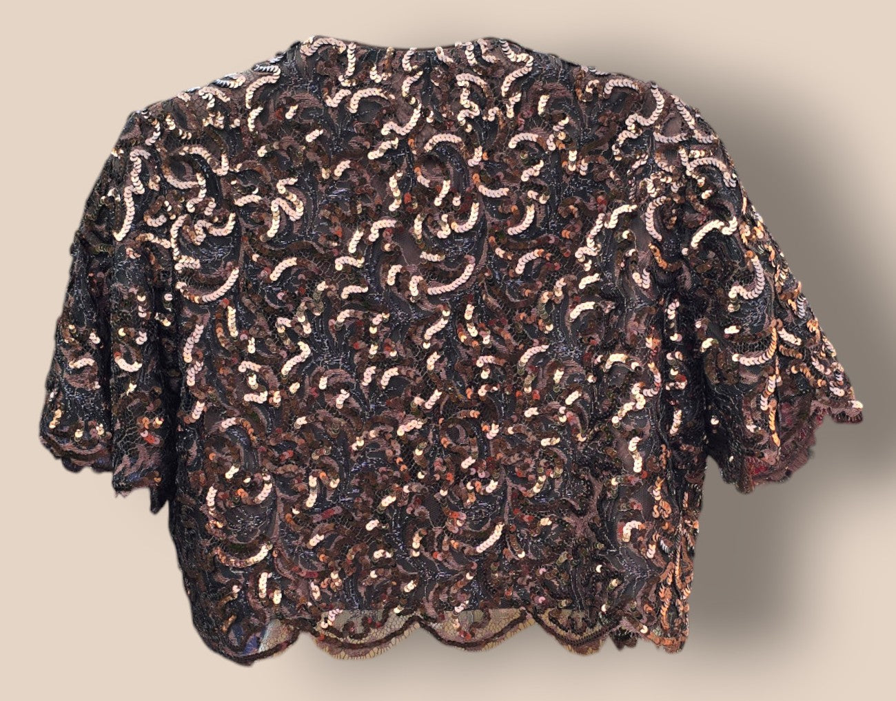 Caroline Charles Vintage Brown Sequinned Dress And Bolero UK 10 US 6 EU 36 Timeless Fashions