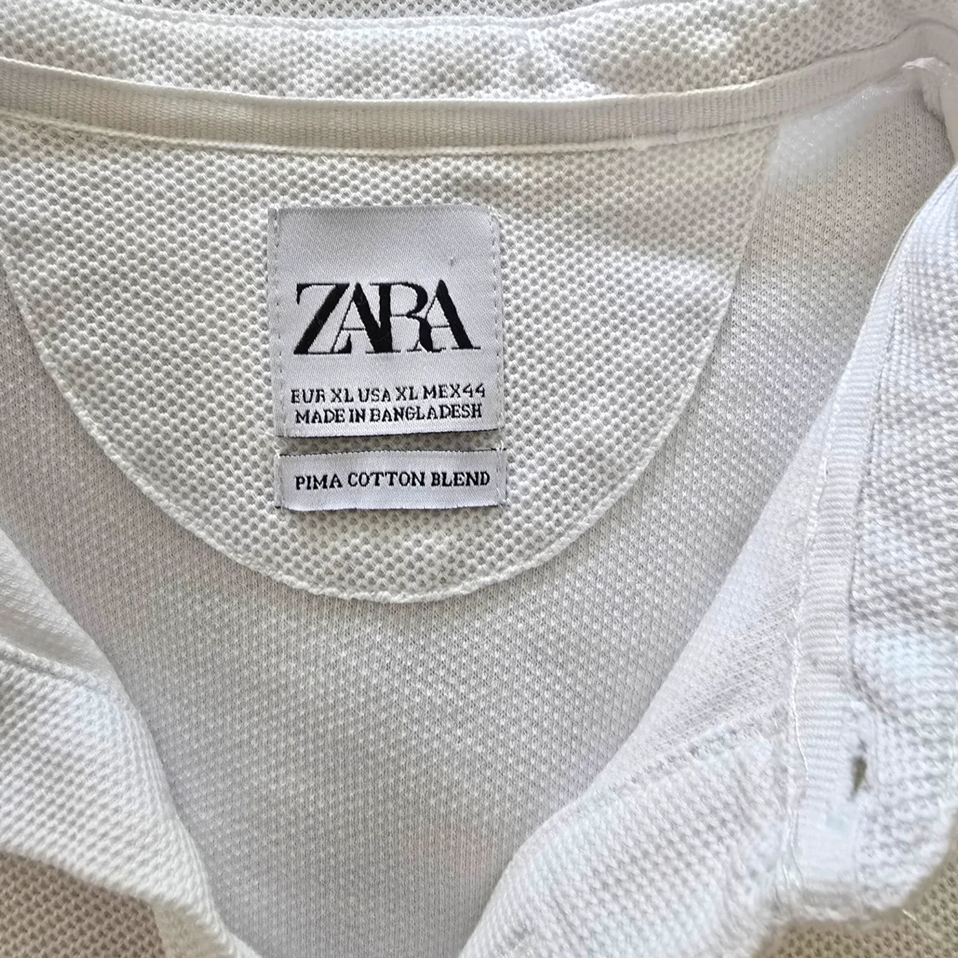 Zara Mens White Grandad Collar Short Sleeve Pole Shirt UK XL - Timelessfashions