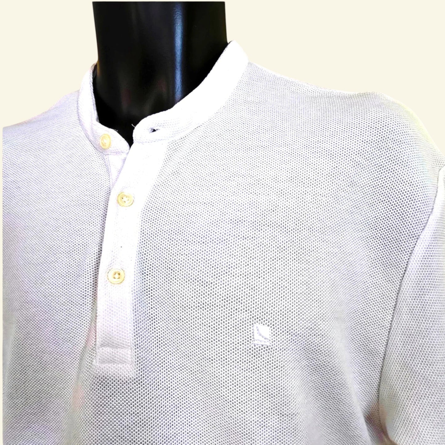 Zara Mens White Grandad Collar Short Sleeve Pole Shirt UK XL - Timelessfashions