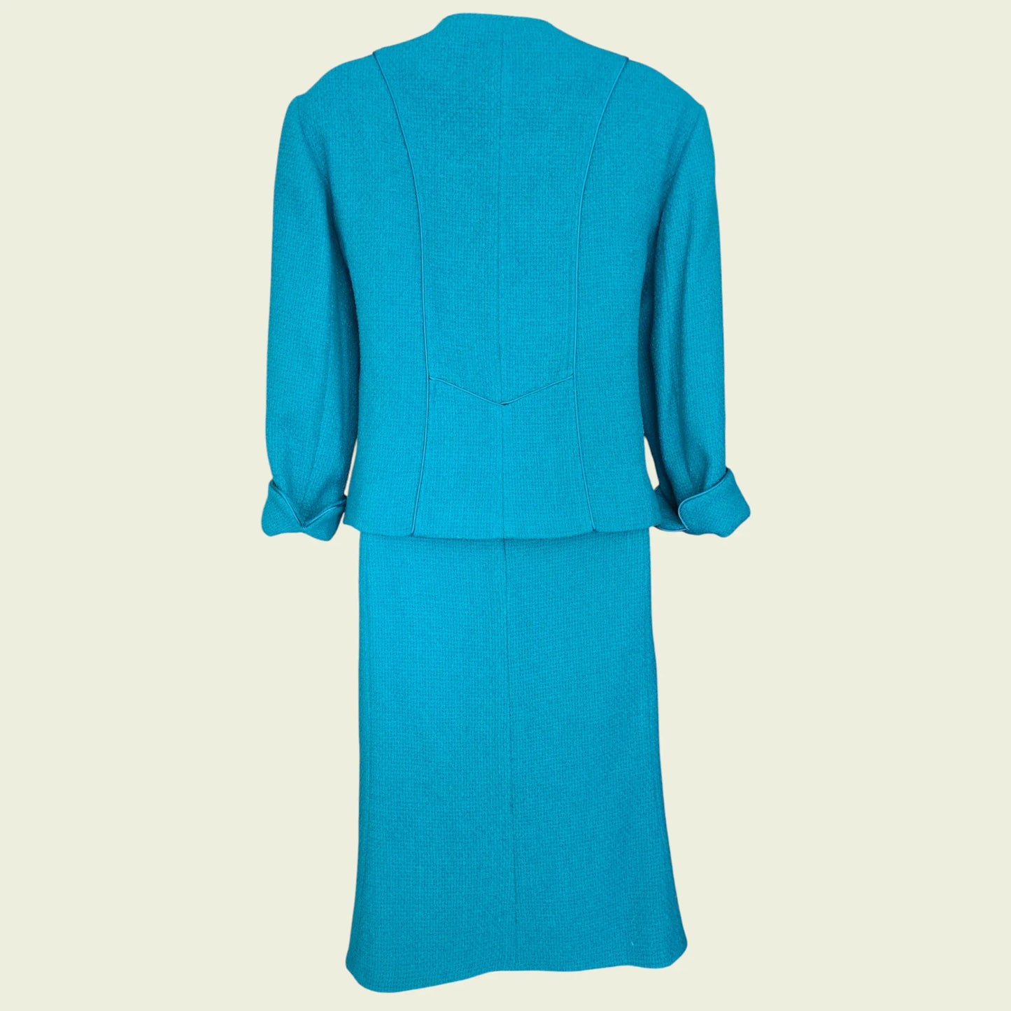 Caroline Charles Vintage Turquoise Blue Dress And Jacket UK 16/18 US 12/14 EU 44/46 - Timelessfashions